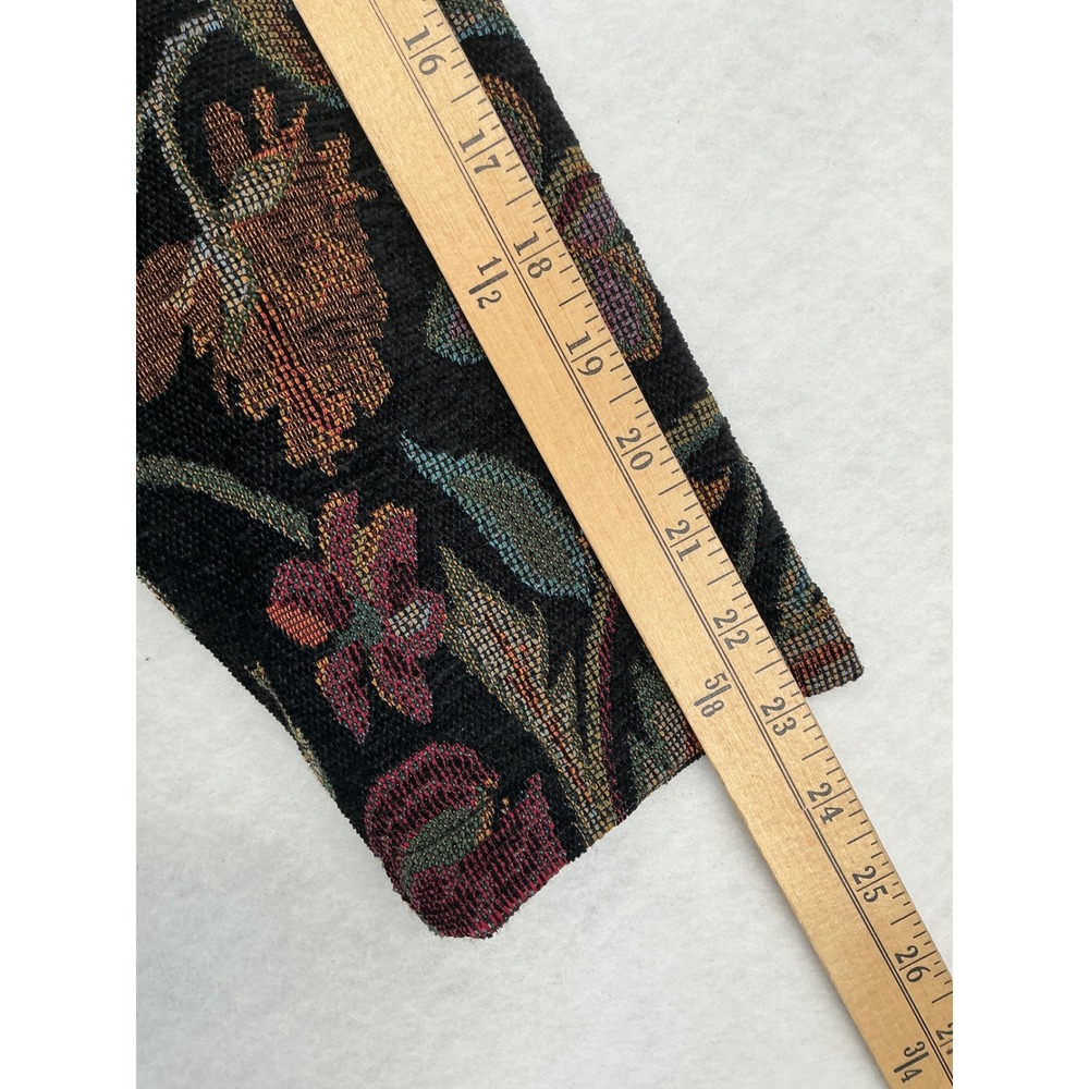 First Option Tapestry Jacket Women Medium Black Floral Frog Button Art To Wear - Picture 7 of 7